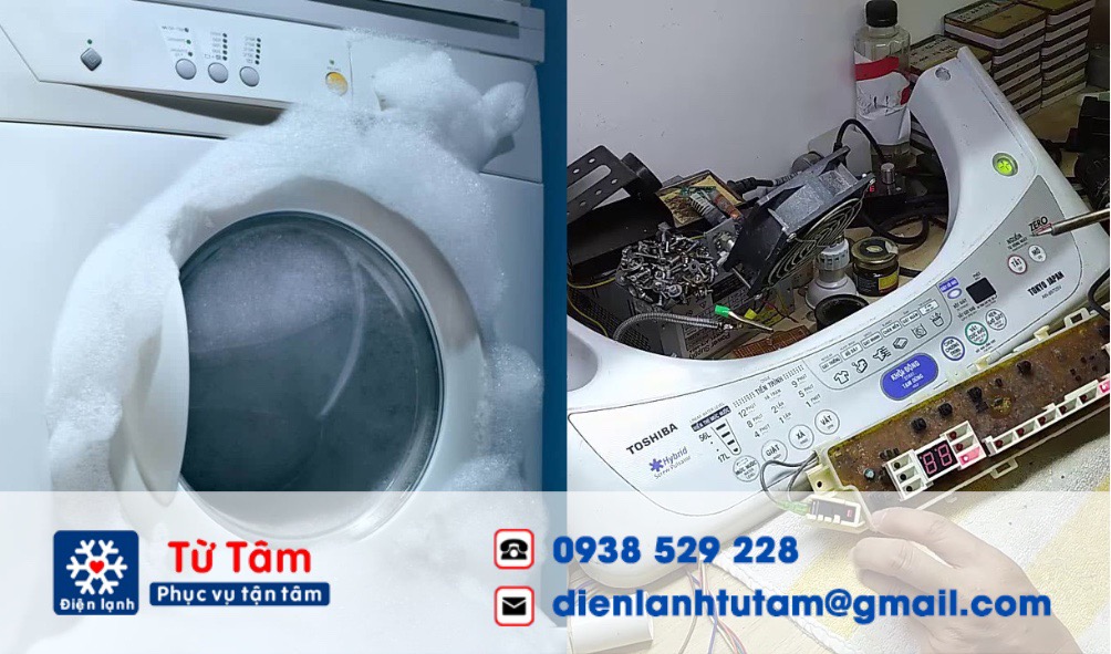 Máy giặt dính nhiều xà phòng sau khi giặt là một trong những lỗi thường gặp